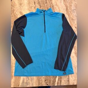 Patagonia Men's Capilene Midweight Zip-Neck pullover. Blue Large EUC